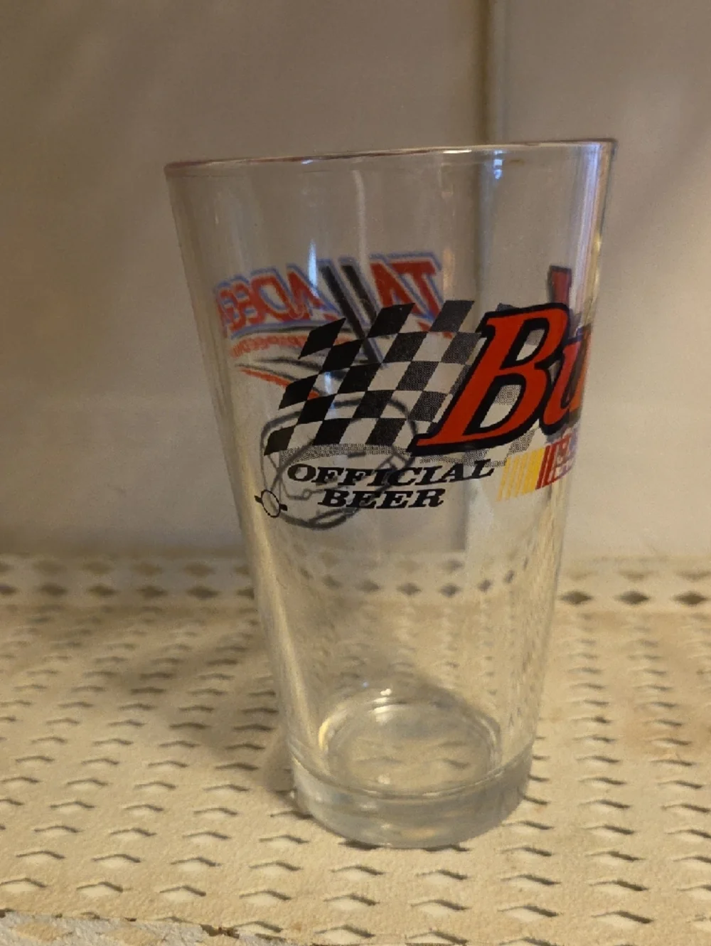 Budweiser Bud Atlanta & Talladega Pint Beer Glass Lot of 2 NASCAR Racetrack
